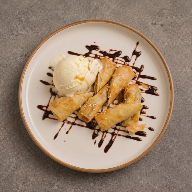 Fried Bananas with Honey & Chocolate.
